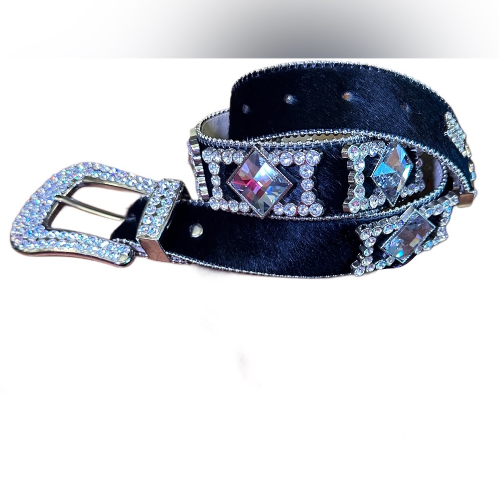 Y2K rock ‘n’ roll rhinestone embellished horse hair BB Simon belt